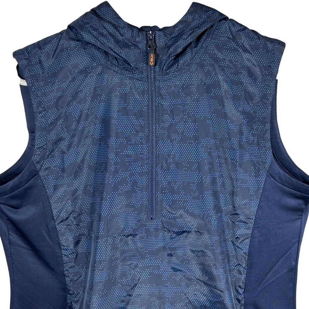 Cutter & Buck Women's‎ Navy Blue Dot Quarter Zip Sleeveless Hoodie Vest Large